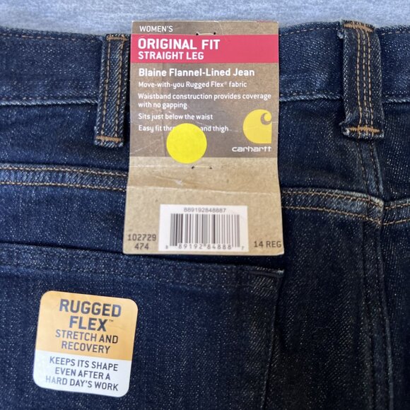 Carhartt NWT Womens14 Straight Leg Blaine Flannel Lined Jean Rugged Flex Capsule - Picture 10 of 16